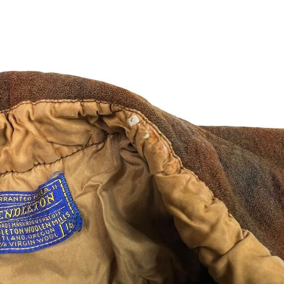 Pendleton 70s Plaid Wool Guide Board Button Up Shirt FLAW Brown Boys 16 - Picture 6 of 8